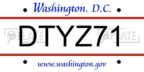 DTYZ71 District Of Columbia License Plate