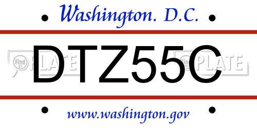 DTZ55C District Of Columbia License Plate