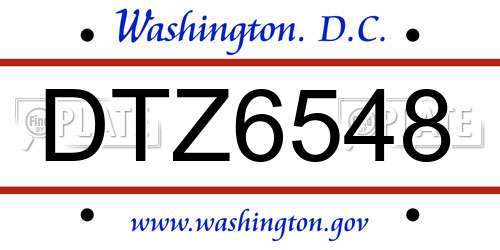 DTZ6548 District Of Columbia License Plate