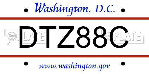 DTZ88C District Of Columbia License Plate