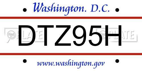 DTZ95H District Of Columbia License Plate