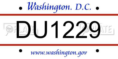DU1229 District Of Columbia License Plate