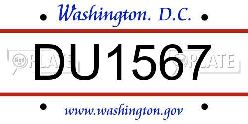 DU1567 District Of Columbia License Plate
