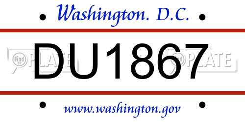 DU1867 District Of Columbia License Plate