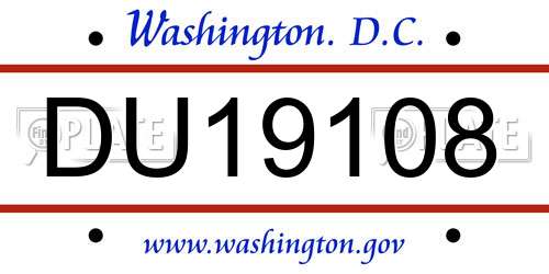DU19108 District Of Columbia License Plate