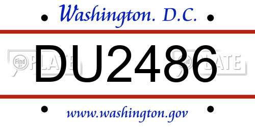 DU2486 District Of Columbia License Plate