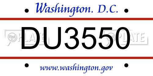 DU3550 District Of Columbia License Plate
