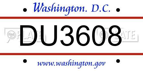 DU3608 District Of Columbia License Plate