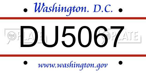 DU5067 District Of Columbia License Plate