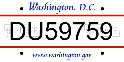 DU59759 District Of Columbia License Plate