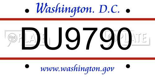 DU9790 District Of Columbia License Plate