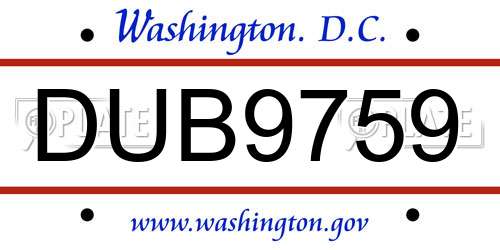 DUB9759 District Of Columbia License Plate