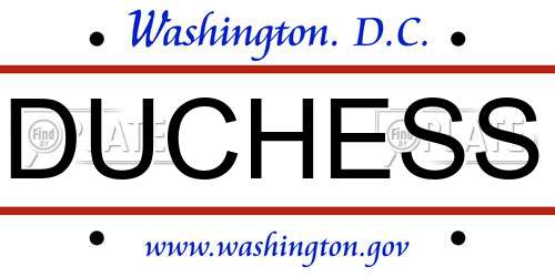 DUCHESS District Of Columbia License Plate