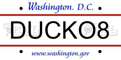 DUCKO8 District Of Columbia License Plate