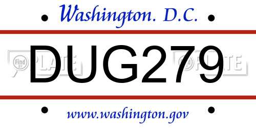 DUG279 District Of Columbia License Plate