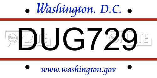 DUG729 District Of Columbia License Plate