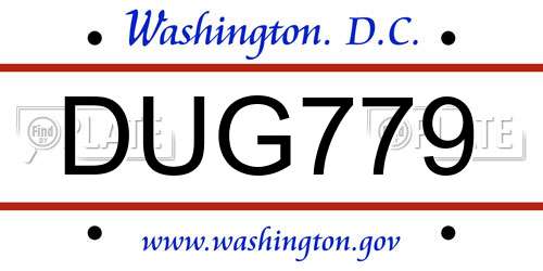 DUG779 District Of Columbia License Plate