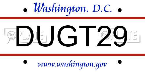DUGT29 District Of Columbia License Plate
