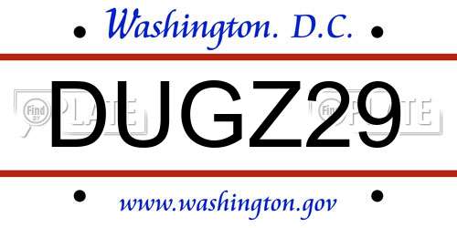 DUGZ29 District Of Columbia License Plate