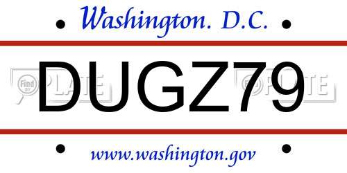 DUGZ79 District Of Columbia License Plate