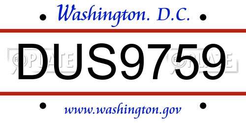 DUS9759 District Of Columbia License Plate