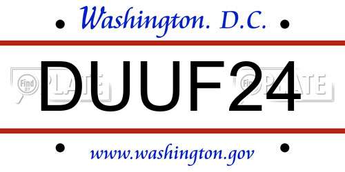 DUUF24 District Of Columbia License Plate