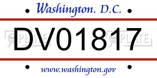 DV01817 District Of Columbia License Plate