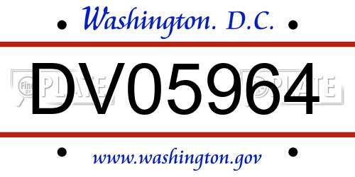 DV05964 District Of Columbia License Plate