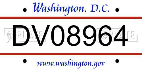 DV08964 District Of Columbia License Plate