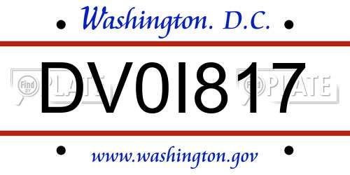 DV0I817 District Of Columbia License Plate
