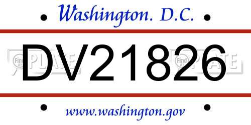 DV21826 District Of Columbia License Plate