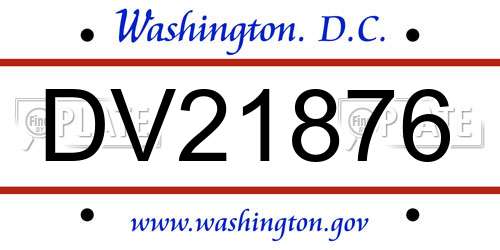 DV21876 District Of Columbia License Plate
