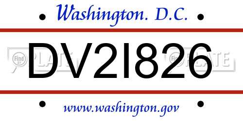 DV2I826 District Of Columbia License Plate