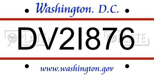 DV2I876 District Of Columbia License Plate