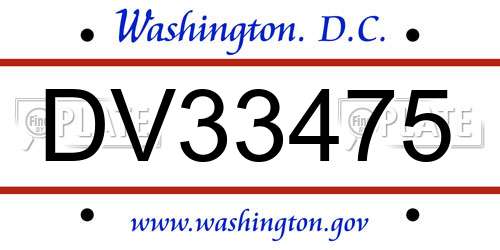 DV33475 District Of Columbia License Plate