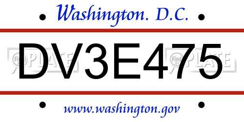 DV3E475 District Of Columbia License Plate
