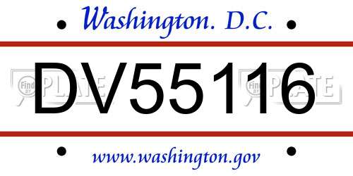 DV55116 District Of Columbia License Plate