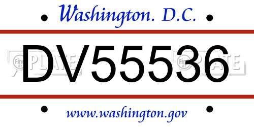 DV55536 District Of Columbia License Plate