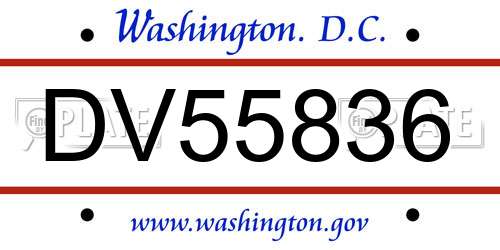 DV55836 District Of Columbia License Plate