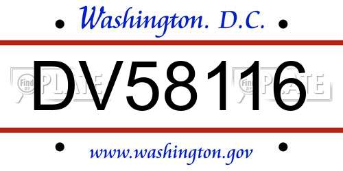 DV58116 District Of Columbia License Plate