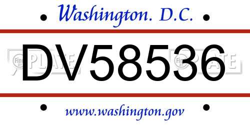 DV58536 District Of Columbia License Plate