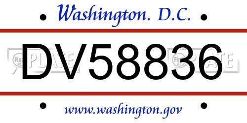 DV58836 District Of Columbia License Plate
