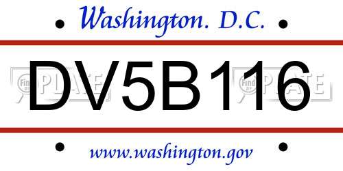 DV5B116 District Of Columbia License Plate