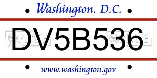 DV5B536 District Of Columbia License Plate