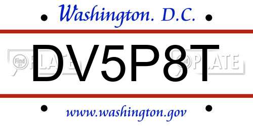 DV5P8T District Of Columbia License Plate