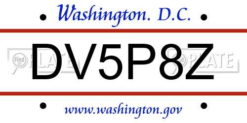 DV5P8Z District Of Columbia License Plate