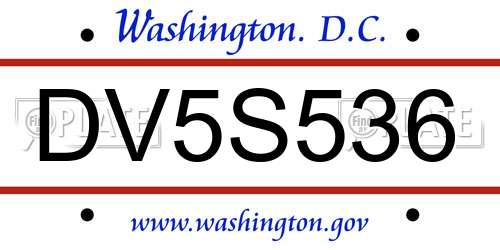 DV5S536 District Of Columbia License Plate
