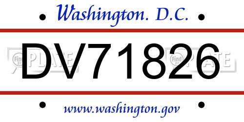 DV71826 District Of Columbia License Plate