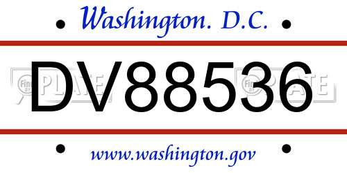 DV88536 District Of Columbia License Plate