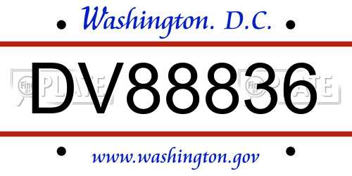 DV88836 District Of Columbia License Plate